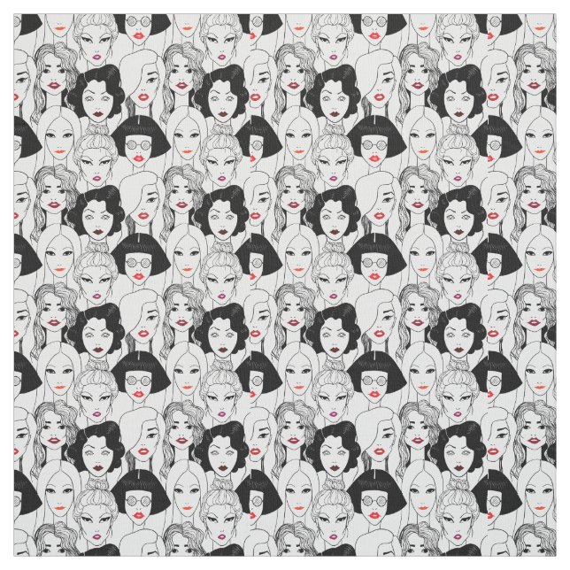 Tissu Femmes avec le motif de rouge à lèvres (Échantillon)