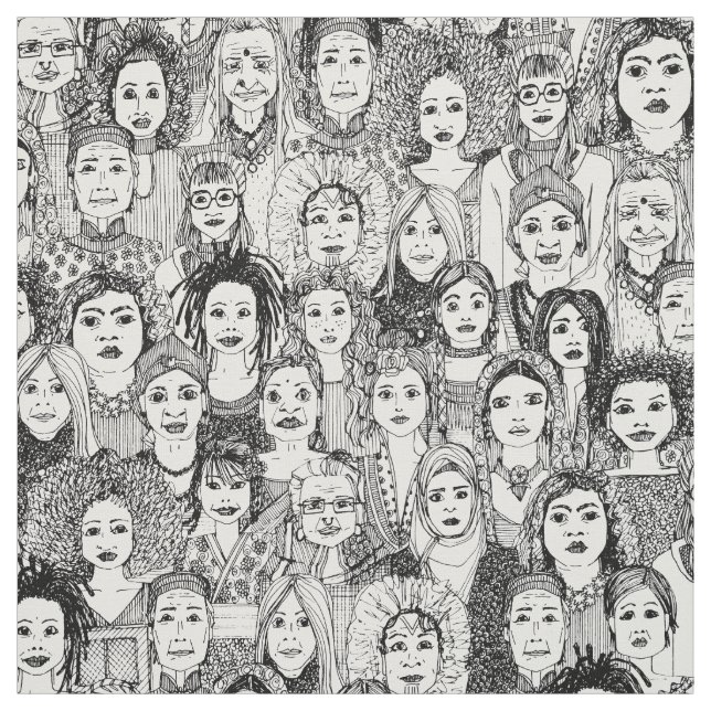 Tissu femmes du blanc de noir du monde (Échantillon)