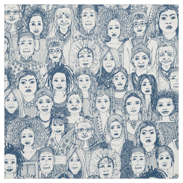 Tissu femmes du monde bleu (Échantillon)