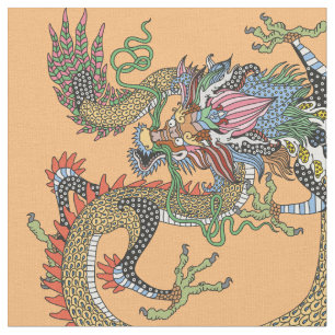 Tissu Feng Huang et dragon chinois