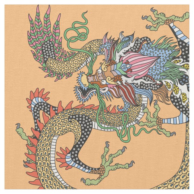 Tissu Feng Huang et dragon chinois (Fermer)