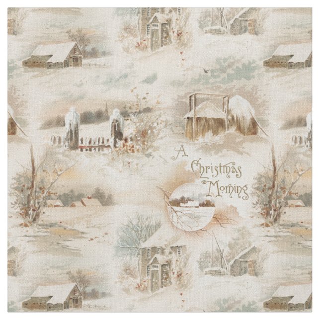 Tissu Fermes de Noël rustiques en hiver (Fermer)