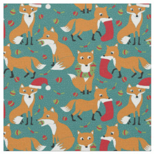 Tissu Festif Renards Motifs Noël Thème