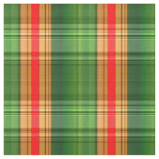 Tissu Festive Vert, Rouge & Or Plaid (Tartan) (Fermer)