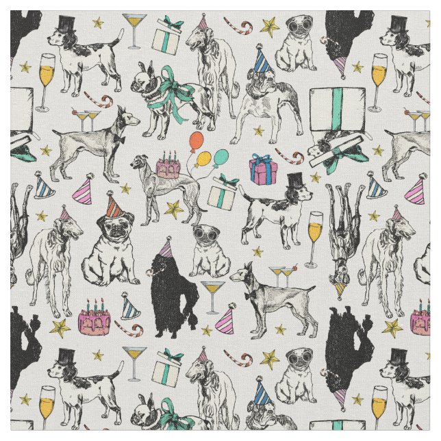 Tissu fête d'anniversaire pour chiens lunettes (Fermer)