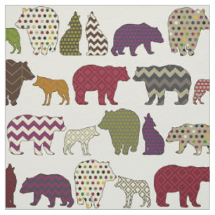Tissu fête de l'ours wolf geo