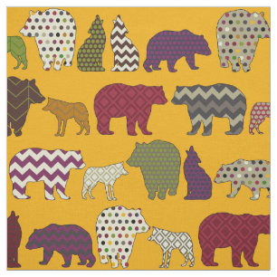 Tissu fête du loup d'ours jaune
