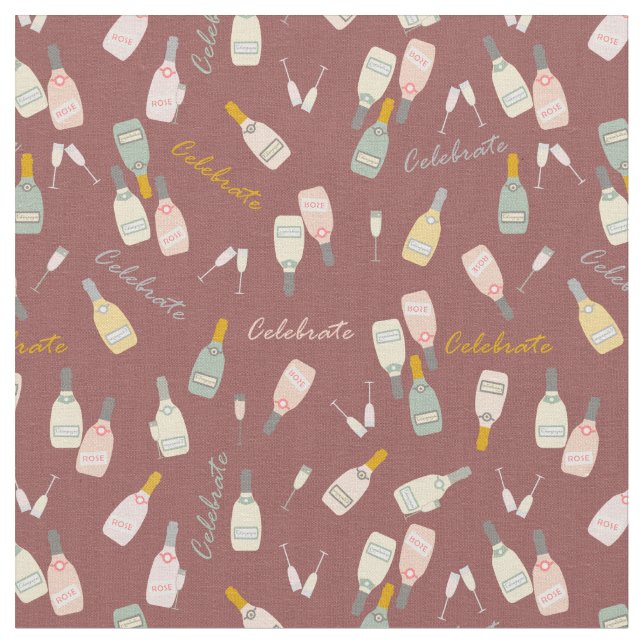 Tissu Fêtes de Champagne sur Maroon (Fermer)