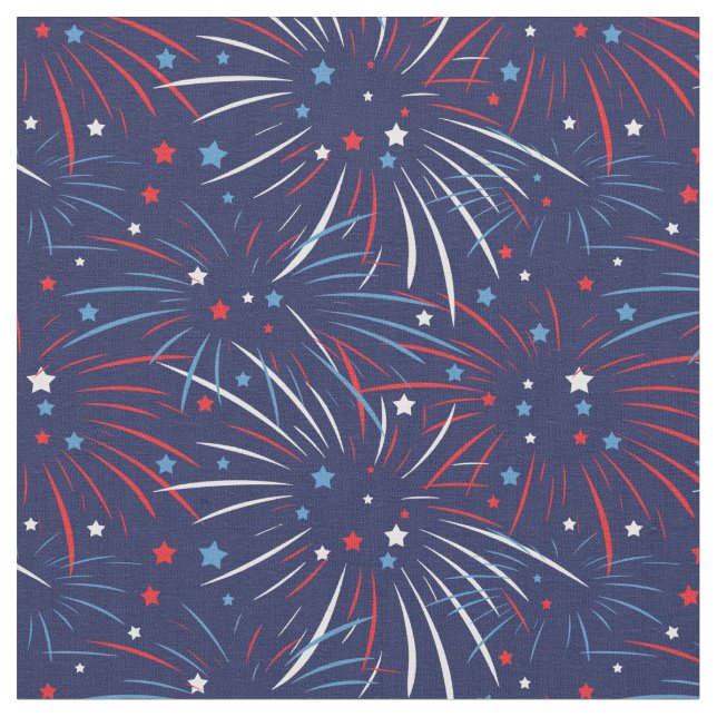 Tissu Feu d'artifice bleu rouge (Fermer)