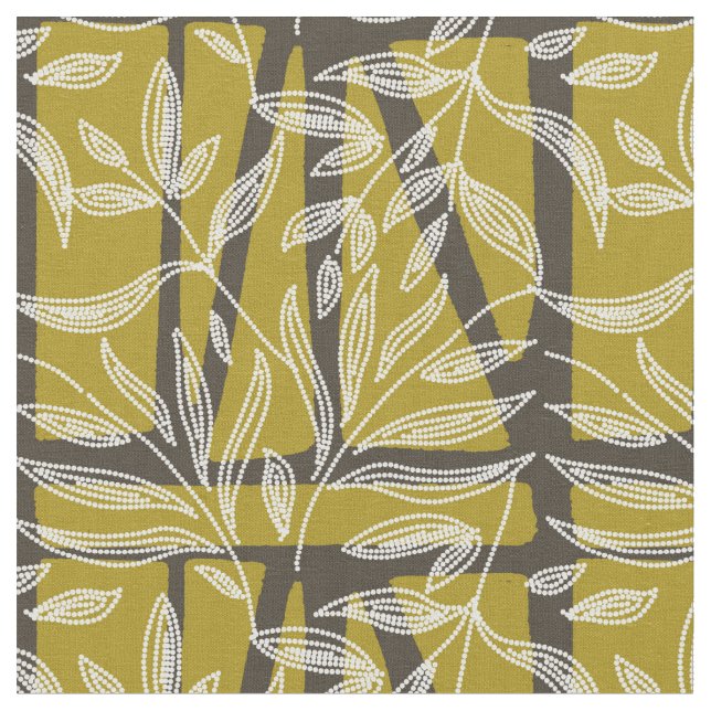 Tissu feuillage tropical Formes géométriques vert citron (Fermer)