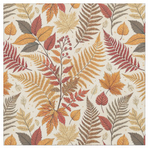 Tissu Feuillages et baies d'automne - Tons chauds