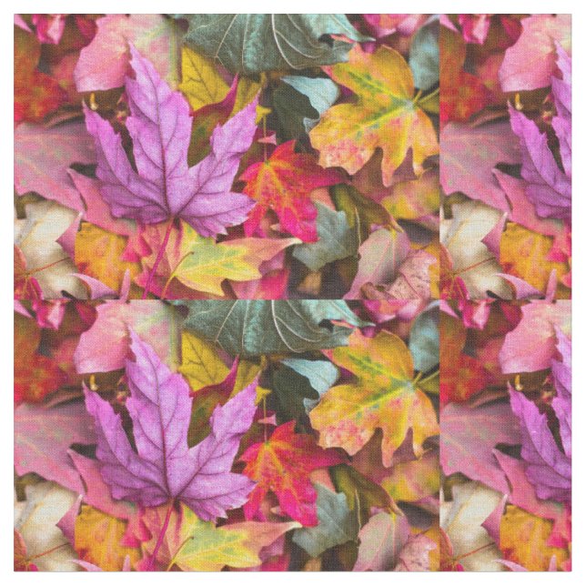 Tissu feuille automne (Fermer)