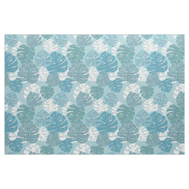 tissu feuille bleu (Yard)