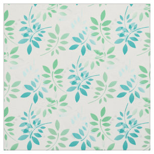 Tissu Feuille bleu vert