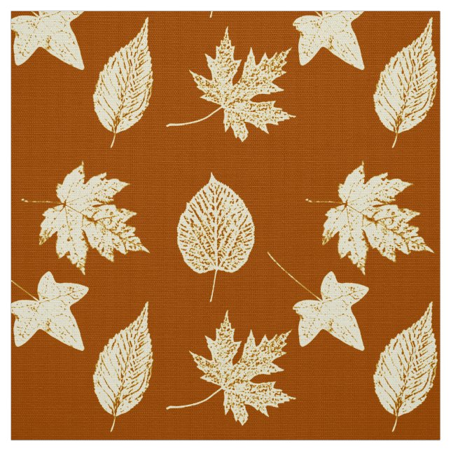 Tissu Feuille d'automne - brun et crème de rouille (Échantillon)