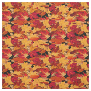 Tissu Feuille d'automne orange rouge de brun jaune
