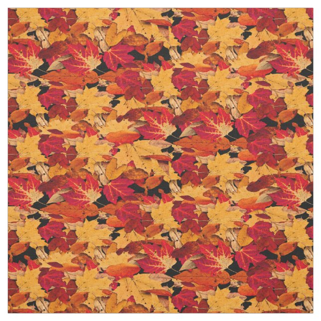 Tissu Feuille d'automne orange rouge de brun jaune (Échantillon)