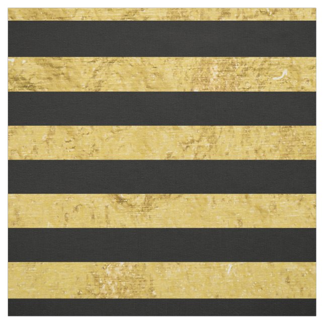 Tissu Feuille d'or élégante et motif noir de rayure (Échantillon)