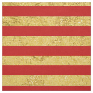 Tissu Feuille d'or élégante et motif rouge de rayure
