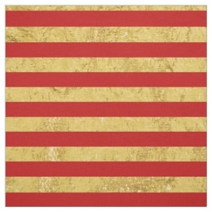 Tissu Feuille d'or élégante et motif rouge de rayure
