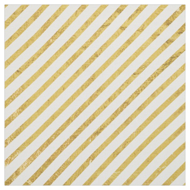 Tissu Feuille d'or et motif diagonal blanc de rayures (Échantillon)
