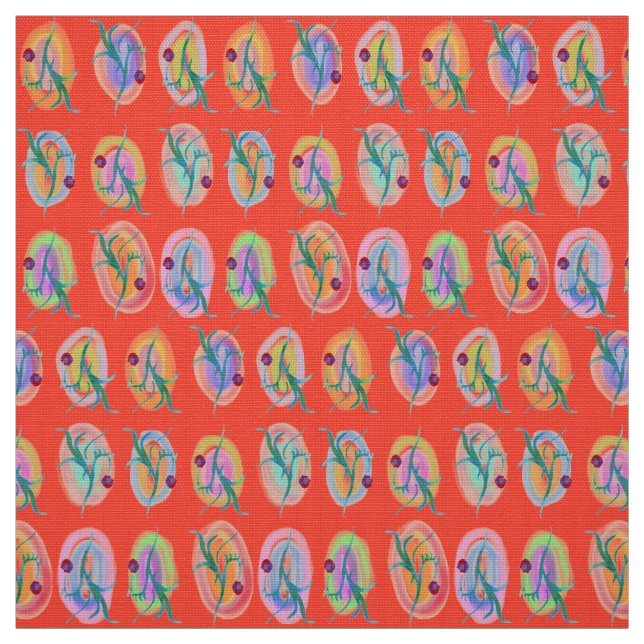 Tissu Feuille et Berries Folk Art Design (Échantillon)