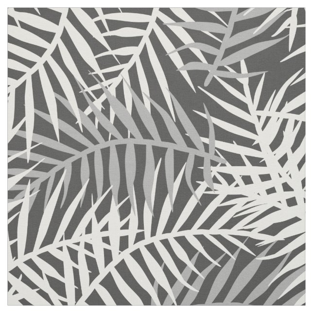 Tissu Feuille gris Tropical Palm Tree Fern Leaf Motif (Échantillon)