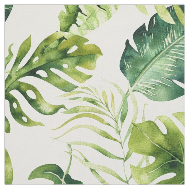 Tissu Feuille tropical d'aquarelle vintage (Échantillon)