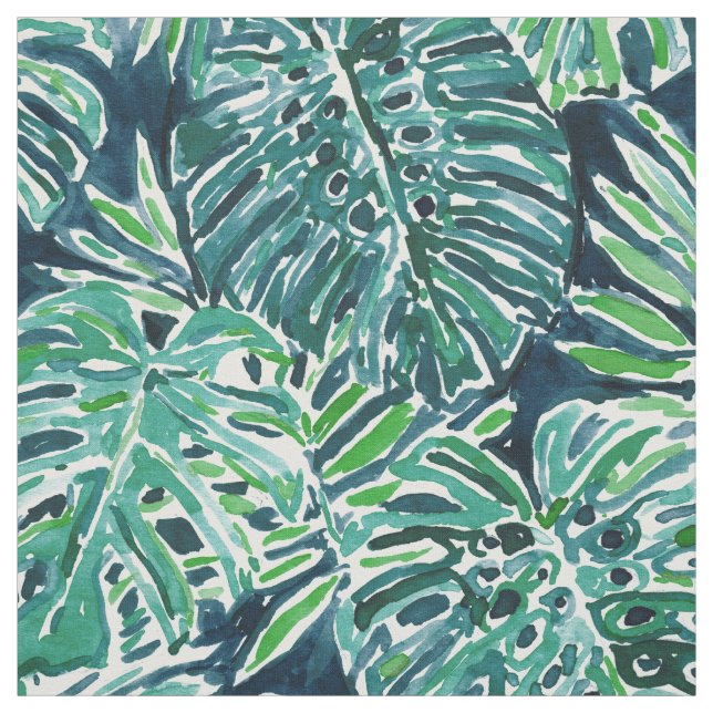 Tissu Feuille tropical de Monstera de marine verte de (Échantillon)