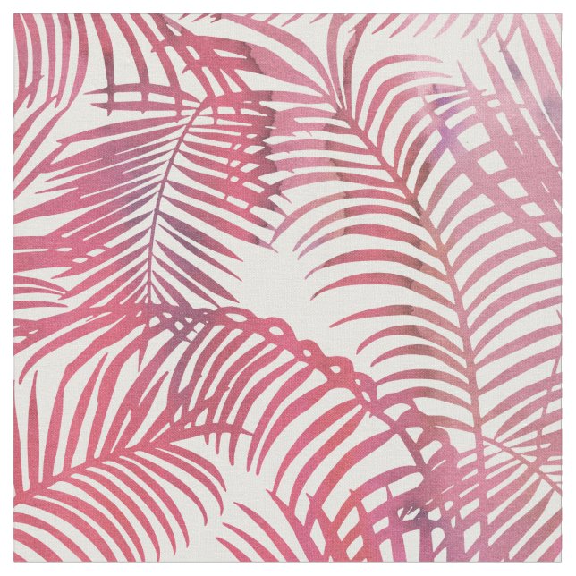 Tissu Feuille tropical de palmier d'aquarelle rose (Fermer)
