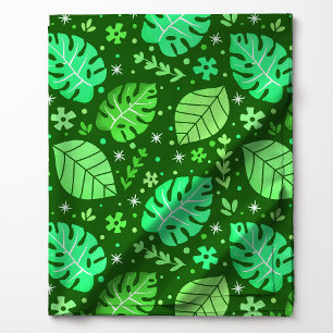 Tissu Feuille Tropicale Verte de Monstera