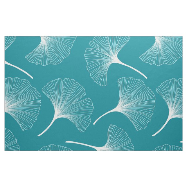 Tissu Feuilles abstraits blancs et turquoise (Fat Quarter)