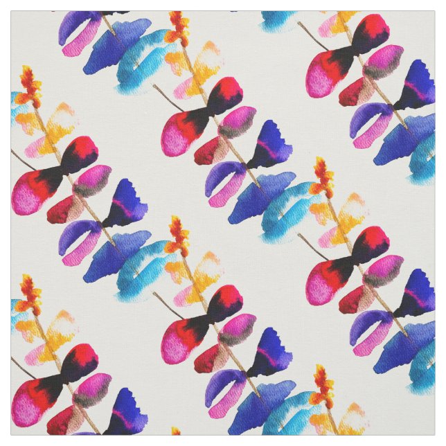 Tissu Feuilles arc-en-ciel mignonnes aquarelle (Échantillon)