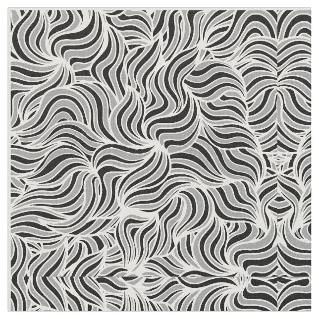 Tissu Feuilles argentés et noirs (Fermer)