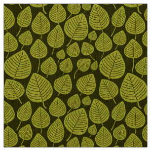 Tissu Feuilles - Banane jaune sur l'olive foncée