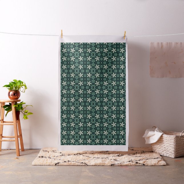 Tissu Feuilles blanches dans un kaléidoscope de forêt ve (In Situ)