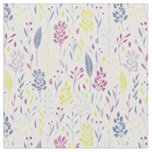Tissu Feuilles botaniques simples dans Purples Blues & Y