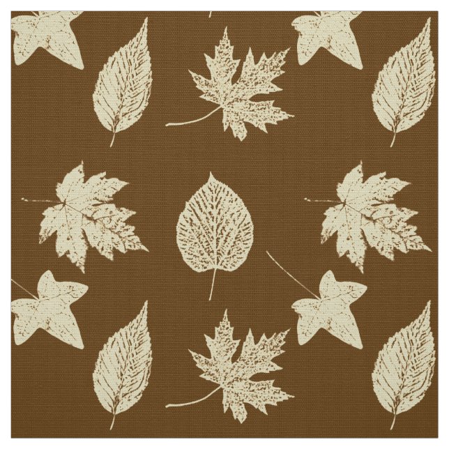 Tissu Feuilles d'automne - beige et chocolat (Échantillon)