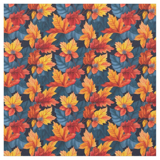Tissu Feuilles d'automne d'Orange et Russet (Fermer)