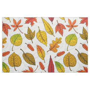Tissu Feuilles d'automne en blanc