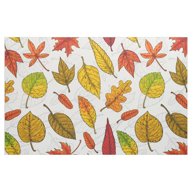 Tissu Feuilles d'automne en blanc (Fat Quarter)