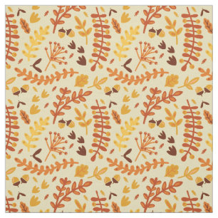 Tissu Feuilles d'automne et baies de bois Brown Orange
