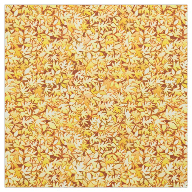 Tissu Feuilles d'automne, jaune doré (Échantillon)