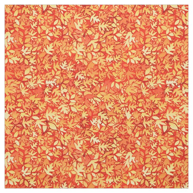 Tissu Feuilles d'automne, orange et or (Échantillon)