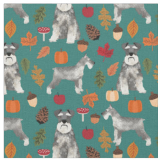 Tissu feuilles d'automne schnauzer