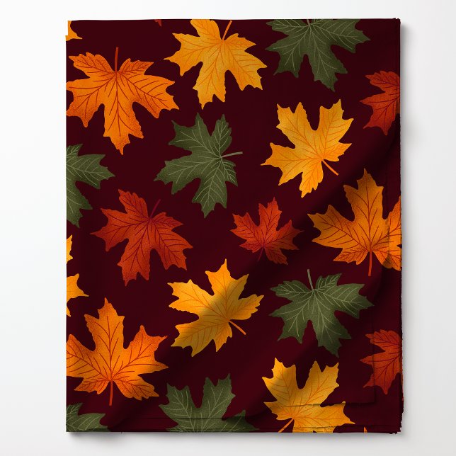 Tissu Feuilles d'Automne sur Fond Bourgogne (Créateur téléchargé)