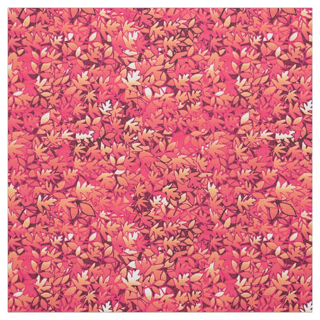 Tissu Feuilles d'automne, tons rouges et oranges (Échantillon)