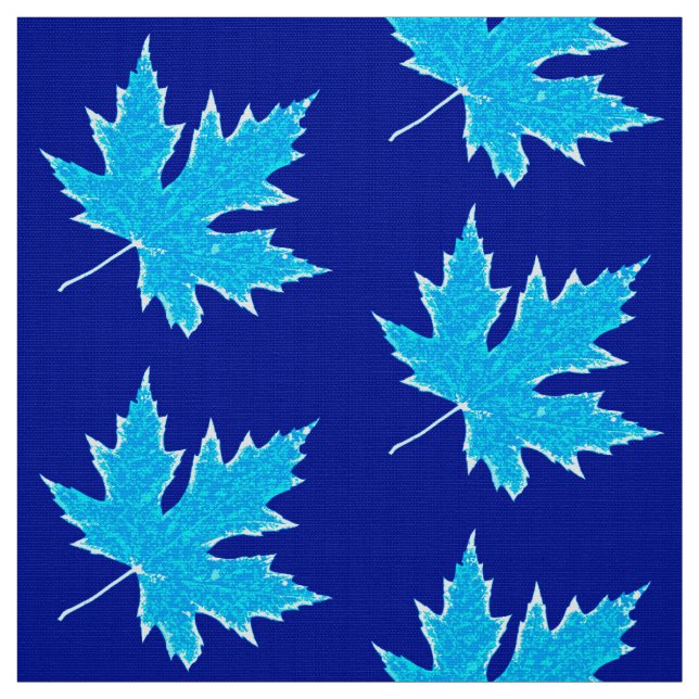 Tissu Feuilles de chêne - bleu de glace et cobalt (Échantillon)