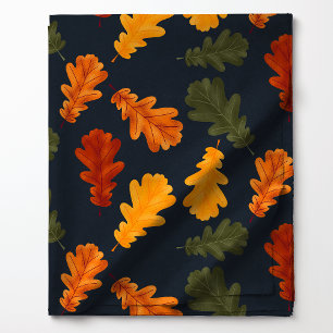 Tissu Feuilles de chêne d'automne sur motif bleu marine