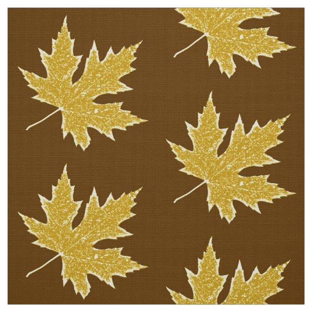 Tissu Feuilles de chêne - moutarde or et brun (Échantillon)